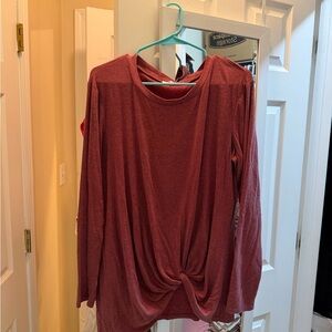 Elegant Maroon Long Sleeve Twist Top